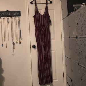 Maroon and white striped romper